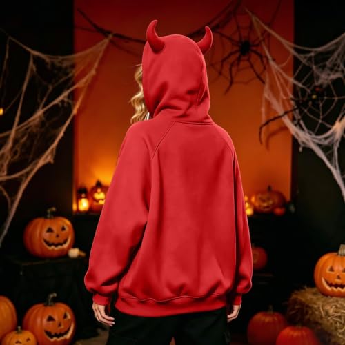 Womens Oversized Hoodies Fleece Devil Horn Harajuku Pullover Sweatshirt - image 3