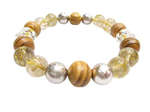 皇帝龍】タイチンゴールドルチルクォーツ、そろばん珠ブルータイガー