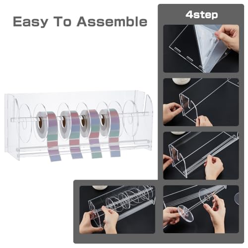 SUPERFINDINGS Dispensador de etiquetas Acylic Suporte de rolo de adesivo ajustável com 8 discos, sup