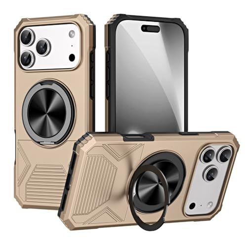Coque magnétique iPhone 13 Pro Max antichoc avec anneau de support or