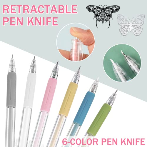 Craft Cutting Tools, Sepglitter 25 Pcs Pen Cutter Tools With Mini Sharpener, Utility Students Paper Cutting Retractable Carving Pen With Tungsten Steel And Ceramic Cutter Head Refills #TOP2