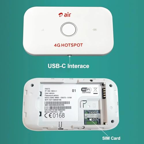 Image of 4G /5G Wi-Fi Hotspot Device Portable Data Card Dongle Compatible with Airtel 4G SIM Network 2100mAh Long Battery Life High-Speed Internet Sharing