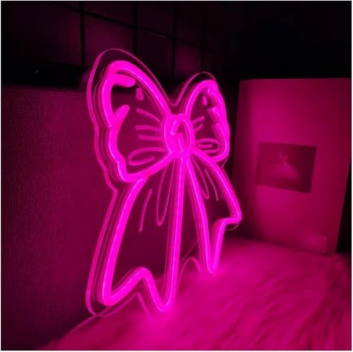 Lampe néon rose avec technologie LED basse consommation forme nœud