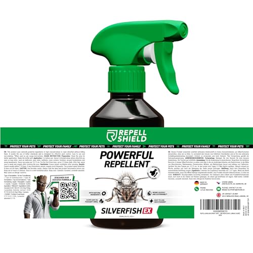 RepellShield Silverfish Repellent Spray - 250ml - Silverfish Spray & Silverfish Remover, Cedar Oil Silverfish Spray, How to Get Rid of Silverfish for Good, Silverfish Killer Spray Alternative - 9
