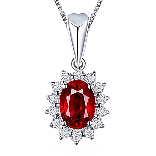 Collier en or blanc 18 carats et rubis rouge véritable pour un éclat d'exception