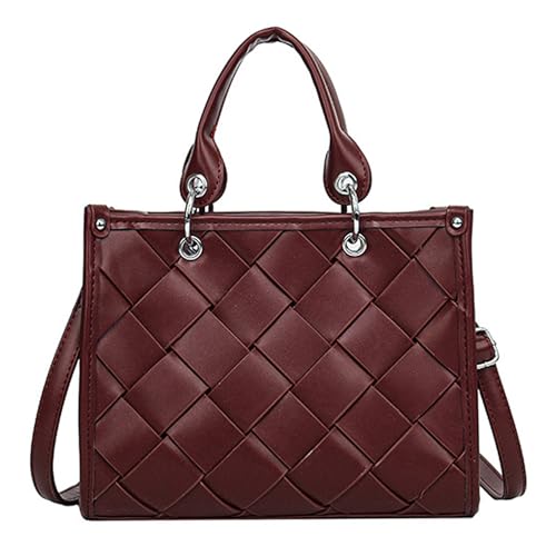 Woven Tote Bag for Women Vegan Leather Top Handle Summer Beach Purses and Handbags Handmade Shoulder Bag Crossbody