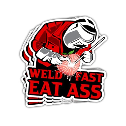 3Pcs Weld Fast Eat Ass Stickers for Men, Welder Decals