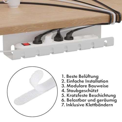 Scanfield Kabelkanal, Schreibtisch Kabelhalter, 2er-Set Metall-Kabelkanal Unter Schreibtisch, Maximiert den Luftstrom, Stabiles Kabelmanagement für Wand, TV-, PC- & Fernsehkabel