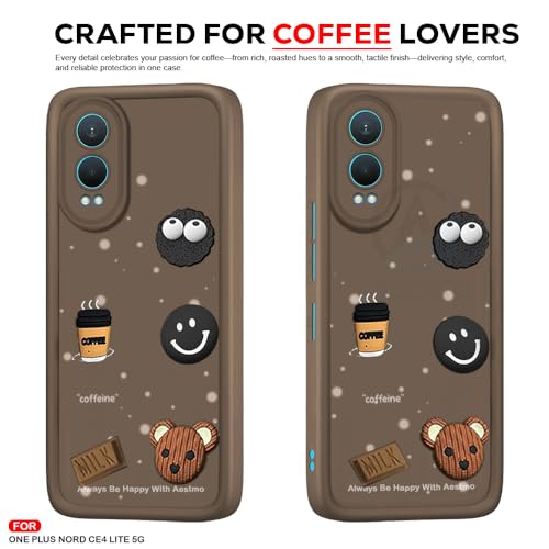 Image of AESTMO Back Case Cover for OnePlus Nord CE 4 Lite 5G Cover | Cute Fun Cartoon 3D Ball | Coffee Silicone Case | Full Body Protection | Camera Protection Back Cover for OnePlus Nord CE 4 Lite 5G (Brown)