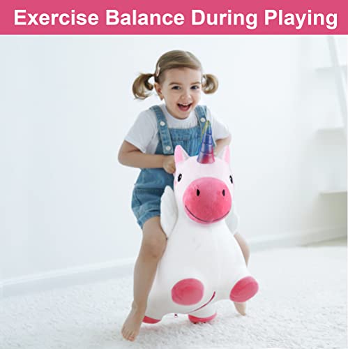 Iplay, Ilearn RI-UNCR-186-3 Bouncy Pals Hopping Unicorn Horse, Toddler Girl Inflatable Bouncing Animal Hopper Toy, Outdoor Indoor Plush Ride On Bouncer, Baby Birthday Gift 18 Month 2 3 4 Year Old Kid thumb #4