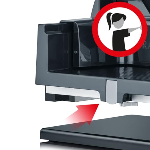 Foto von GRAEF S11002 - Elektrischer Allesschneider SKS110, Made in Germany, Edelstahl-Wellenschliffmesser Ø170 mm, Schnittstärke 0-20 mm, Energiesparmotor 170 W, Kindersicherung, Brotschneidemaschine, Schwarz