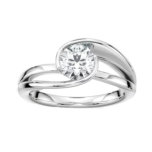 Sterling Silver Customizable Round - Cut Moissanite Ring with Twisted Band, Personalized Engraved Ring for Wedding/Engagement, Ideal Gift for Her