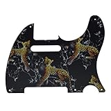 Dopro 5 Hole Vintage Tele Guitar 3D Printed plastic Pickguard Scratch Plate fits USA/Mexican Fender Telecaster Leopard Pattern