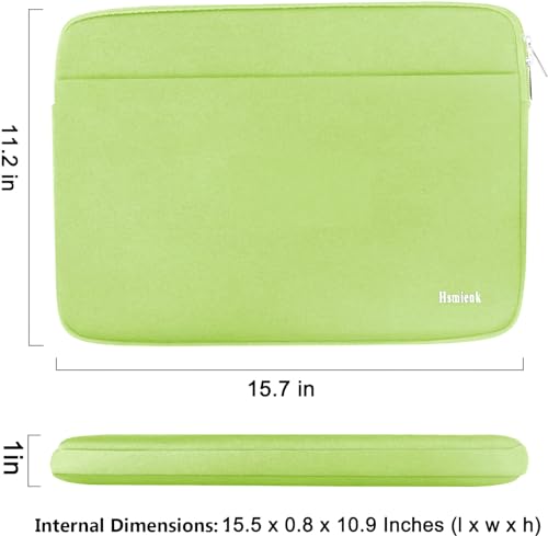 Image of Laptop Sleeve Case 15.6 inch, Shockproof Protective Notebook Cover with Accessory Pocket, Carrying Laptop Bag for HP, ASUS, Dell, Lenovo, Acer, Light Green
