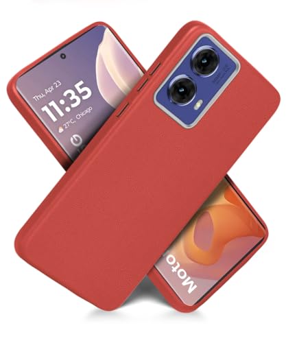 Image of WOW IMAGINE Back Cover for Motorola Moto G85 5G | Ultra Slim Flexible Non-Slip Grip | Inner Fabric | Metal Camera Ring & Lightweight Soft Silicone Mobile Case - Crimson Red