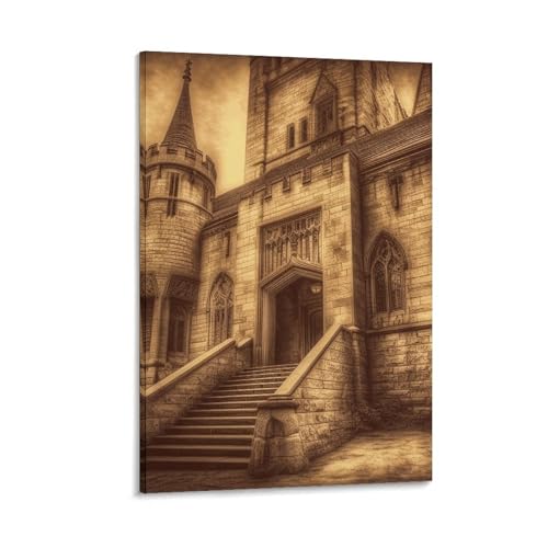 Toile murale vintage château médiéval pour une ambiance chambre cocooning