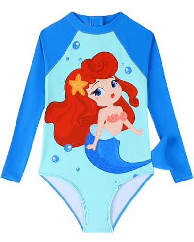 Girls Long Sleeve Rashguard Sets Kids One Piece Swimsuit Bathing
