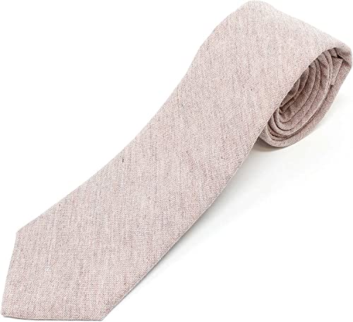Image of Men's Chambray Cotton Skinny Necktie Tie Textured Distressed Style - 2.5 inch Width