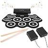 Elektronisches Schlagzeug Drum Set, Ohuhu 9 Pads Tragbare Roll Up Midi Tabletop Drum Schlagzeug Set mit Eingebautem Lautsprecher Drum Fußpedal Drumsticks für Kinder & Anfänger