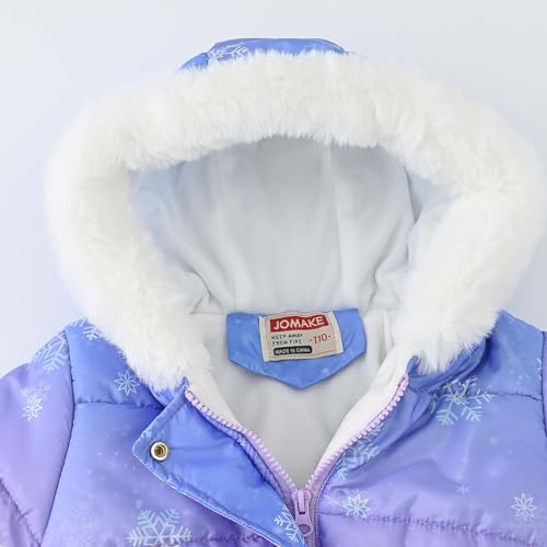 Parkas for Girls Winter Trendy Printed Hooded Long Sleeve Coat Zipper Waist Fleece Quilted Outfits 4-11 Years4