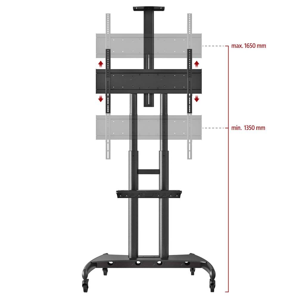 Ekskluzywny stojak, wózek mobilny do TV LCD, LED, Plazma od 55 do 80 cali (140-204 cm), VESA maks. 800 x 500 mm, maksymalny udźwig 90,9 kg, półka na aparat i sprzęt AV