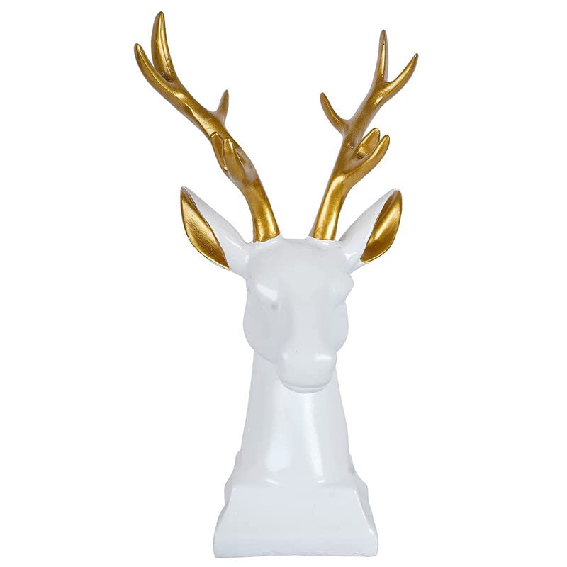 Statue de cerf en polyrésine blanche de 11 pouces d'art moderne - 2