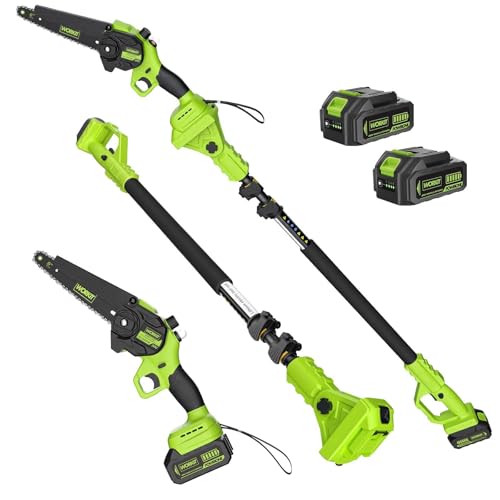 Image of WORKIT 2-In-1 Electric Pole Saws for Tree Trimming, 6 Inch Mini Chainsaw Cordless with 2x4.0Ah Batteries, 14Ft Tree Trimmer Pole Saw, Electric Chainsaw with Auto Oiler, Tool-Free Tension