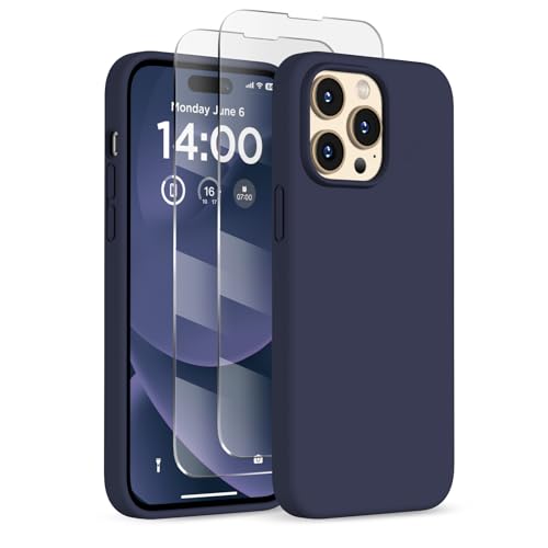 Coque iPhone 14 Pro Max silicone bleu nuit idéale pour le bureau