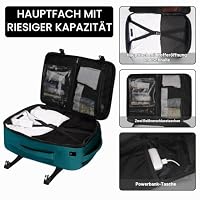 ECOHUB Rucksack Easyjet Handgepäck, Handgepäck Rucksack Flugzeug Herren mit 13 Taschen, Wasserdichter Recyceltes PET Reiserucksack, Groß Reisetasche 30L, 45x36x20 (Blau Grün) – Ansicht 8