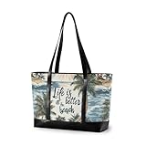 Palm Tree Life Is Better - Bolsa impermeable para laptop de 14 pulgadas con cremallera, bolsas de trabajo para vuelo con pañales maletines para mujer