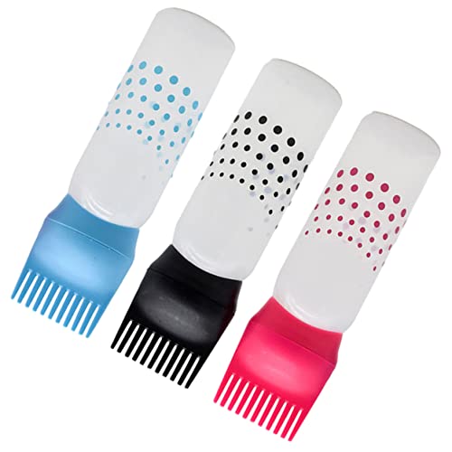 FRCOLOR 3pcs Refillable Hair Dye Bottles Comb Salon Hair Coloring Shampoo Containers Multi-color Set and Styling