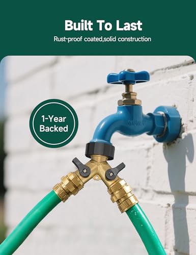 Image of STMOUTUO Heavy Duty Solid Brass RV Water Hose & Garden Hose Splitter - 3 /4 Inch 2-Way Y Connector with Double Shut Off Valves | Rust-Resistant, Zero Leak Design.