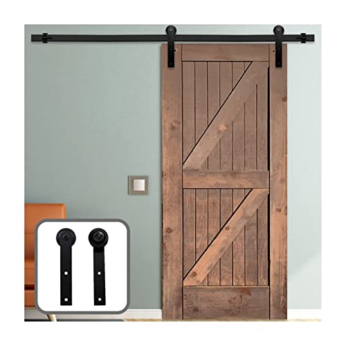 Kit de herrajes para puerta corrediza de granero de 4 a 9.6 pies, riel de acero negro para puerta individual (1830 mm)