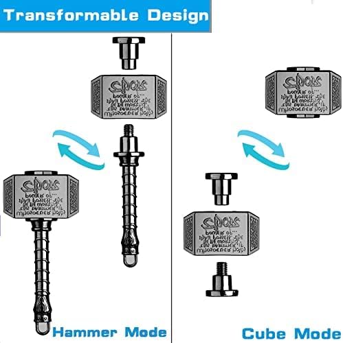 Hammer Fidget Spinner for Kids & Adults, Cool Metal Miniature Finger Hand Spinner Gyro for Boys Age 3-12, Fidget Cube Blocks 2 in 1, Spinning Top Desk Toy EDC Gadgets, Stress Relief Gift for Boys Men