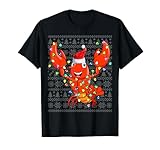 Photo Gallery lobster wearing santa hat xmas lights ugly lobster christmas maglietta Photo Gallery lobster wearing santa hat xmas lights ugly lobster christmas maglietta