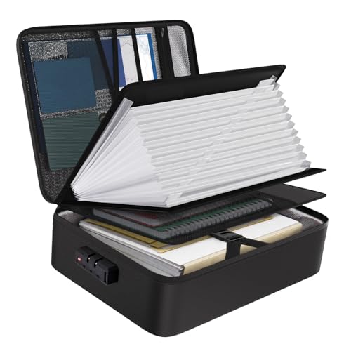 GreenWhim Fireproof Document Box Waterproof and Fireproof Document Storage with Lock Document organiser Case for A4 Important Documents,Portable Home Fire Safe Storage Box Case