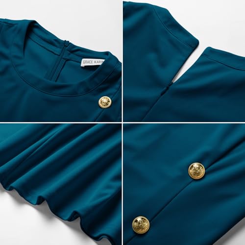 Image of GRACE KARIN Women 2025 Sleeveless Tank Dresses Crew Neck Slim Fit Short Casual Bodycon Party Club Mini Dress Peacock Blue 2XL