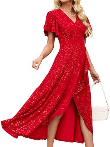 Image of ZZV Formal Dresses for Women Gowns Evening V Neck Wedding Guest Dresses