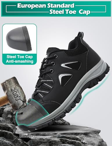 ISOOUS Steel Toe Shoes for Men Women Safety Composite Toe Sneakers Lightweight Comfortable Non Slip Resistant Work Shoes for Men Utility Indestructible Industrial Construction2