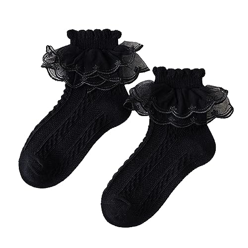 Genérico Calcetines Tobilleros NiñA,Medias De Encaje para NiñAs Durante La Primavera Y El OtoñO Calcetines Finos para NiñAs Bailando