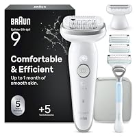Braun Silk-épil 9 Epilierer Damen, Haarentferner für Langanhaltende Haarentfernung, Ladyshaver, Nass und Trocken Anwendbar, Wasserdicht — Inkl. Rasieraufsatz und Trimmeraufsatz — 9-141, Weiß/Silber – Ansicht 1
