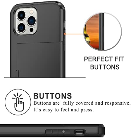 Coolden for iPhone 14 Pro Max Case Wallet Case Armor Shockproof Case Heavy Duty Protective Case Hard Back Soft TPU Bumper Card Holder Slot Wallet Case Cover for iPhone 14 Pro Max Phone Case (Black)