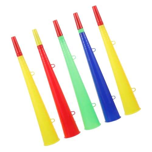 SUPVOX 5Pcs Mixed Color Plastic Trumpet Cheer Props Sports Game Horn Noisemakers for Fans Lightweight Portable Party Accessories for Football Events