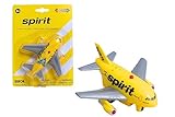 Daron Spirit Airlines Pullback Airplane – Light & Sound Jet Toy with Electronic Take-Off Sounds, 4¼-Inch Plastic Aircraft for Kids Ages 3+