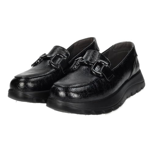 ZAPATOP 24M623 Mocasines Casuales para Mujer en Color Negro, sin Cierres, con Detalle de Cadena al Frente para Decorar, Zapatos cómodos para Combinar con Casi Todo Mujer Zapatos MOCASÍN Negro 39