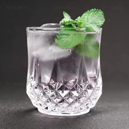 Image of WRINGO 280ml Italian Premium Juice Glasses and Transparent Water Glass Medium Size Tumbler Glasses for Drinking Water and Cocktails, Diamond Design Glass Water Glasses (Lining, Set of 12)