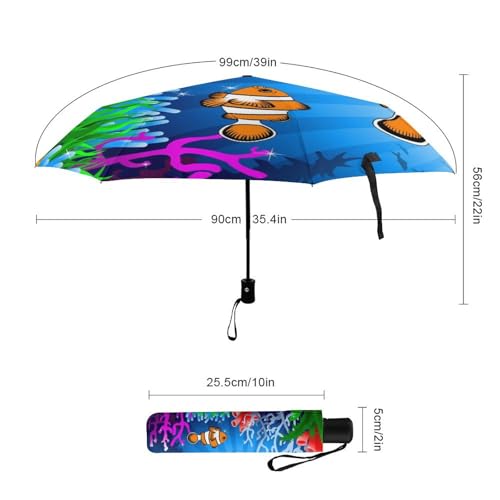 Parapluie pliant poisson automatique compact de voyage mixte - 2