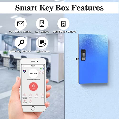 Wehere 96 Key Lock Box Wall Mount, Smart Key Cabinet With Key Tags, Otp Share Half-Remote/App Blutooth/Fixed Code Unlock,Large Key Safe Security Storage For School/Realtors/Office Key Management #TOP2