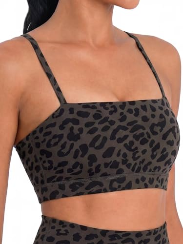 Image of Sunzel Adjustable Straps Sports Bra Padded Yoga Crop Top Light Support | Buttery Soft, Wireless, Adjustable Spaghetti Straps, Removable Pads, Bandeau Bra with Straps, Workout Gym Daily Wear