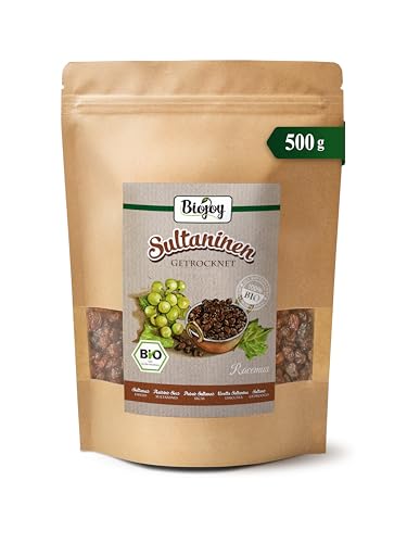 Biojoy Pasas Sultanas Ecologicas (500 g), sin azúcar añadido y sin azufre